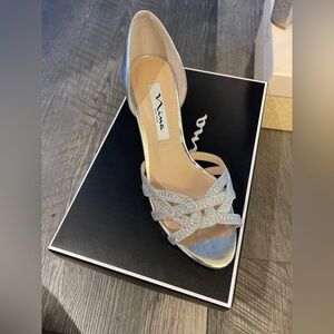 Nina silver block heels